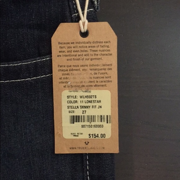 BNWT True Religion Stella Jeans 27 lonestar wash - Picture 3 of 6